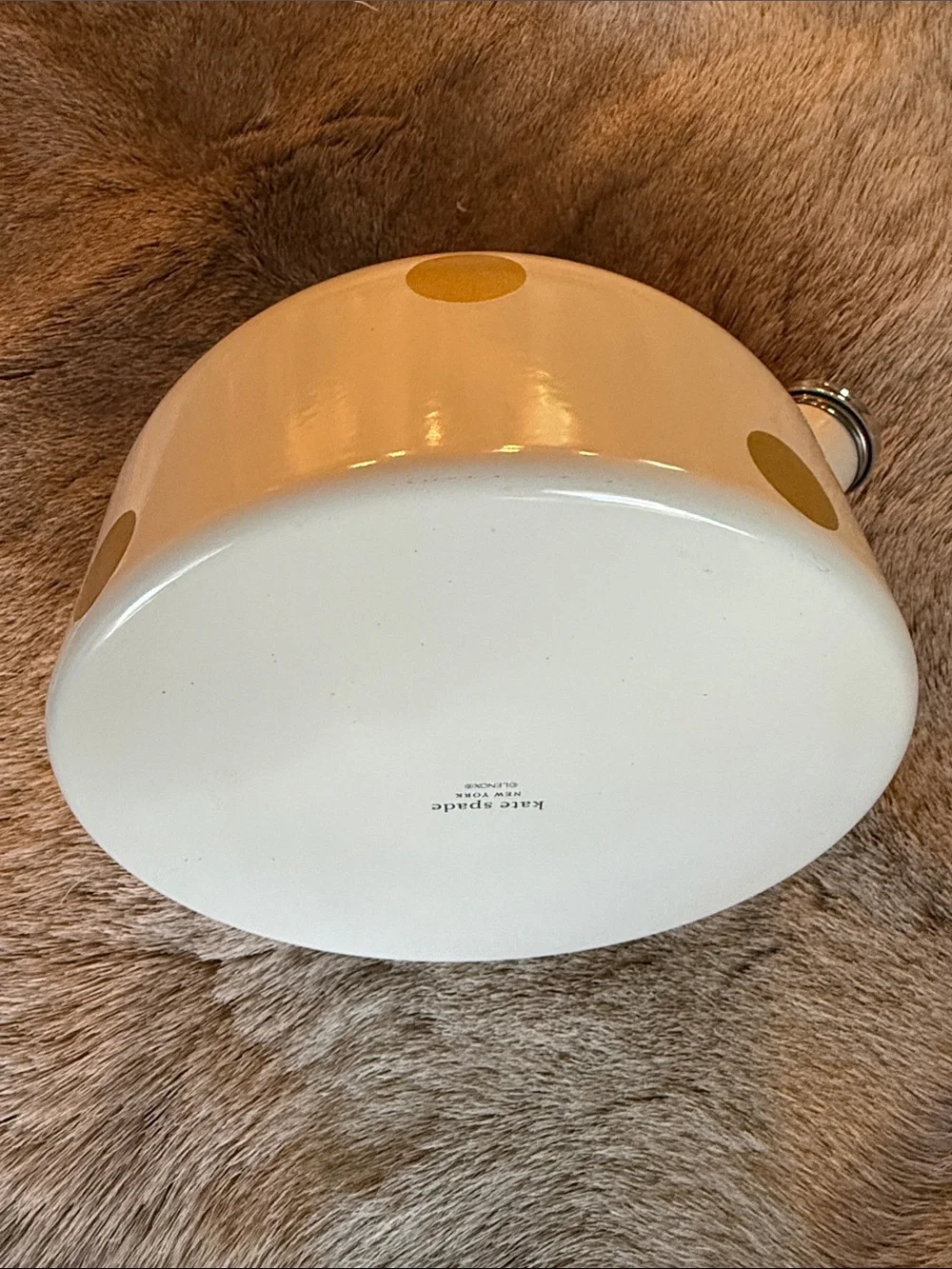 kate spade White Tea Kettle with Gold Polka Dots